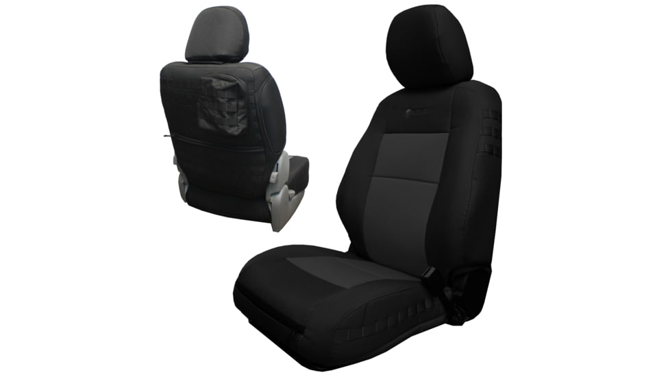 Bartact 2020-21 Toyota Tacoma Electric Driver/ Manual Passenger Mil-Spec Tactical Front Seat Covers, Pair, Black/Graphite, TTAC2020FPBB