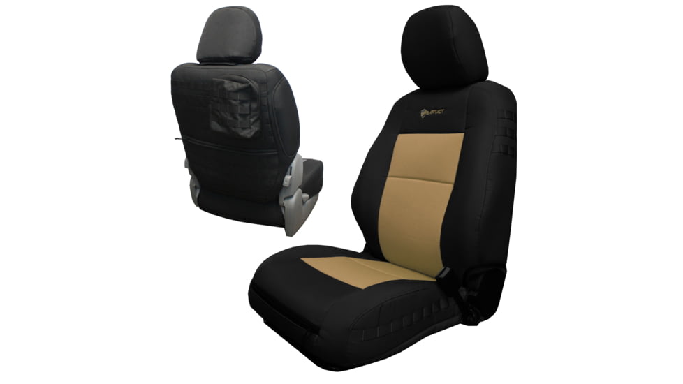 Bartact 2020-21 Toyota Tacoma Electric Driver/ Manual Passenger Mil-Spec Tactical Front Seat Covers, Pair, Black/Khaki, TTAC2020FPBR