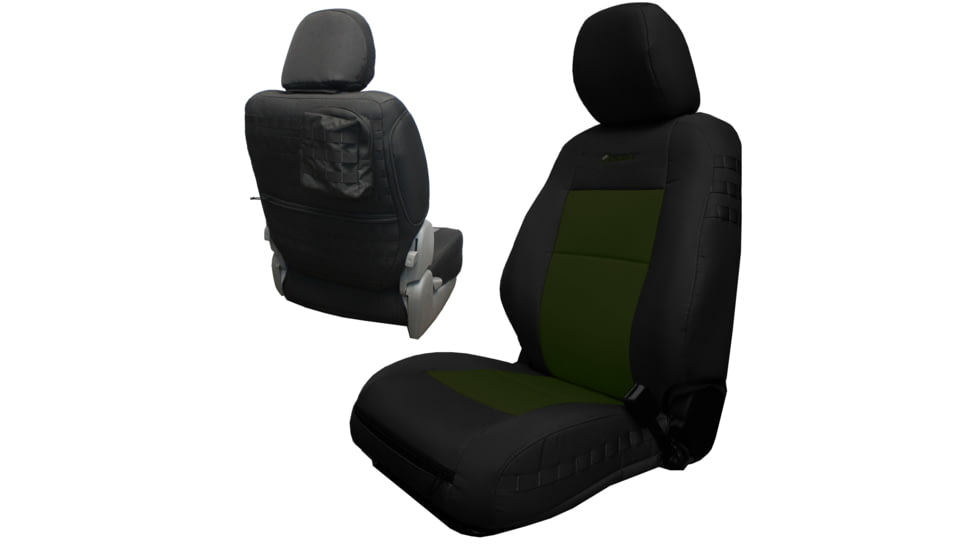 Bartact 2020-21 Toyota Tacoma Electric Driver/ Manual Passenger Mil-Spec Tactical Front Seat Covers, Pair, Black/Olive Drab, TTAC2020FPBT