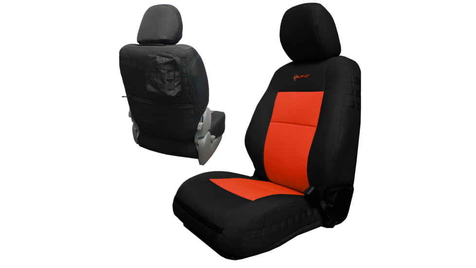 Bartact 2020-21 Toyota Tacoma Electric Driver/ Manual Passenger Mil-Spec Tactical Front Seat Covers, Pair, Black/Orange, TTAC2020FPBU