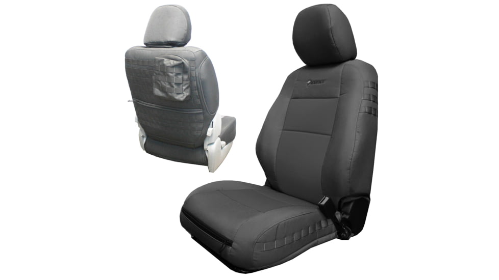 Bartact 2020-21 Toyota Tacoma Electric Driver/ Manual Passenger Mil-Spec Tactical Front Seat Covers, Pair, Graphite/Graphite, TTAC2020FPBO