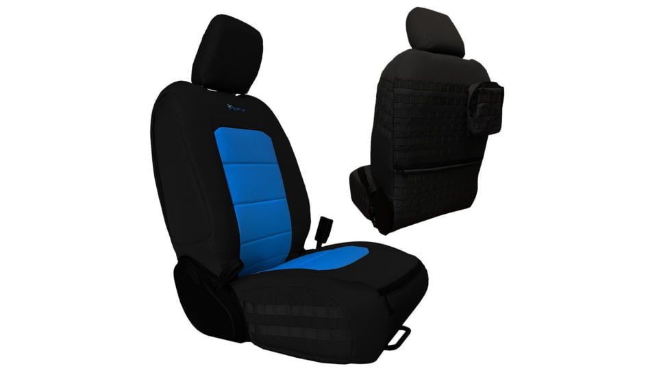 Bartact Front Seat Covers for a 2019 plus Jeep Gladiator, Black/Blue, JTTC2019FPBU