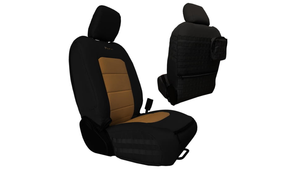 Bartact Front Seat Covers for a 2019 plus Jeep Gladiator, Black/Coyote, JTTC2019FPBC
