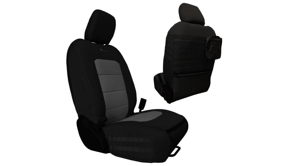 Bartact Front Seat Covers for a 2019 plus Jeep Gladiator, Black/Graphite, JTTC2019FPBG