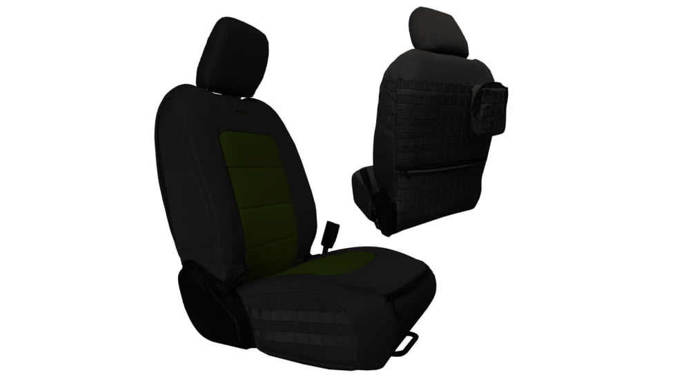 Bartact Front Seat Covers for a 2019 plus Jeep Gladiator, Black/Olive, JTTC2019FPBO