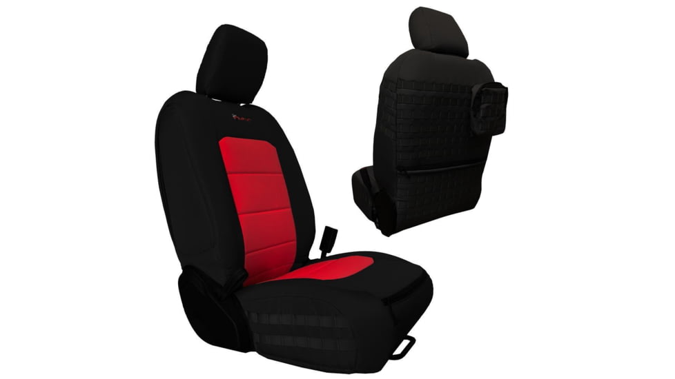 Bartact Front Seat Covers for a 2019 plus Jeep Gladiator, Black/Red, JTTC2019FPBR