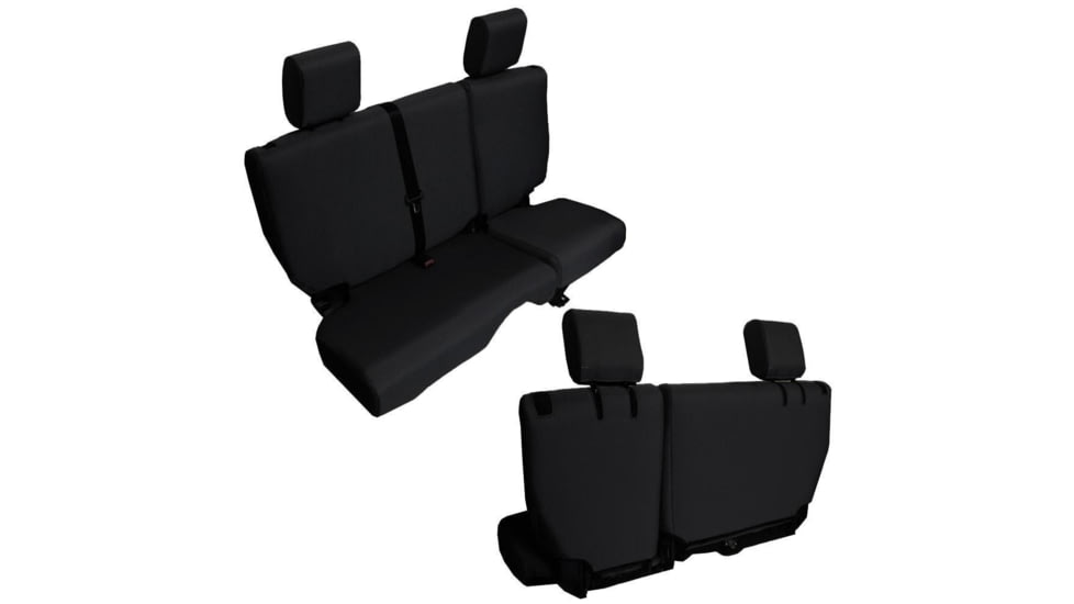 Bartact Jeep JK Seat Cover Rear Split Bench 4 Door Baseline Performance 2007 Wrangler JKU, Black, JKBC2007R4B