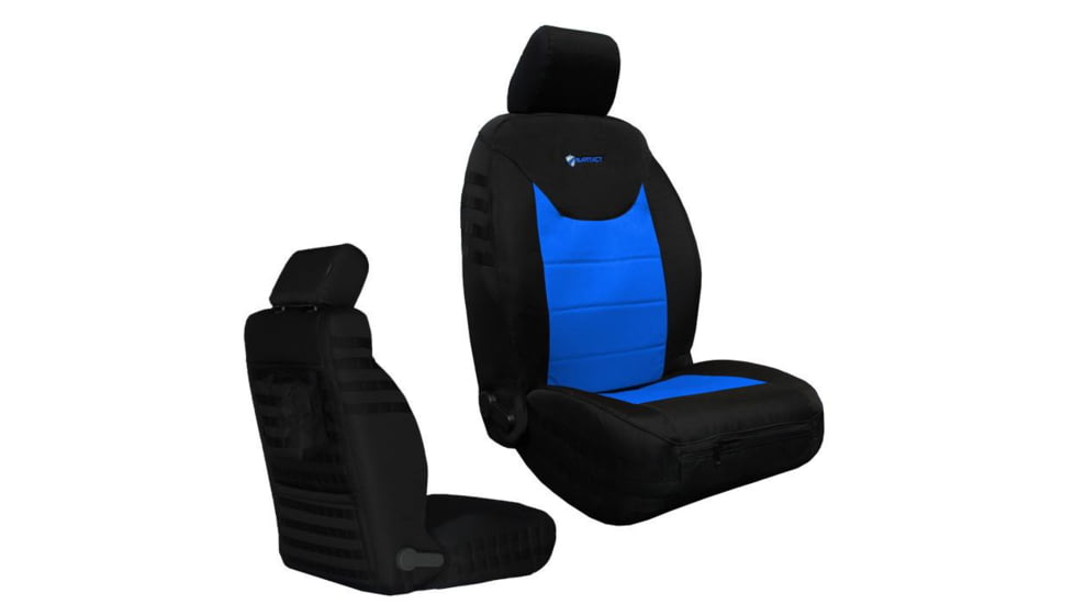 Bartact Jeep Seat Covers Front 13-18 Wrangler JK/JKU Tactical Series SRS Air Bag And Non Compliant, Black/Blue, JKTC2013FPBU