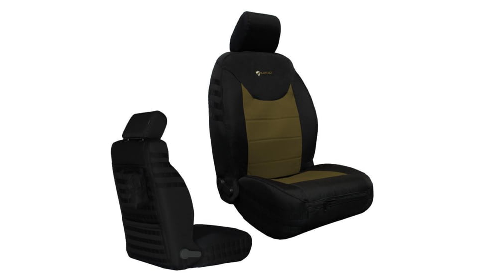 Bartact Jeep Seat Covers Front 13-18 Wrangler JK/JKU Tactical Series SRS Air Bag And Non Compliant, Black/Coyote, JKTC2013FPBC
