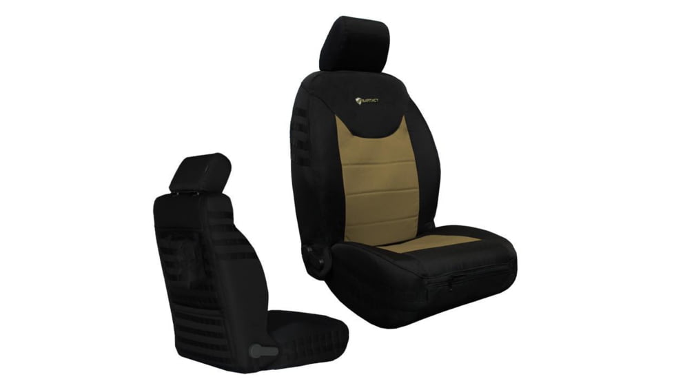 Bartact Jeep Seat Covers Front 13-18 Wrangler JK/JKU Tactical Series SRS Air Bag And Non Compliant, Black/Khaki, JKTC2013FPBK