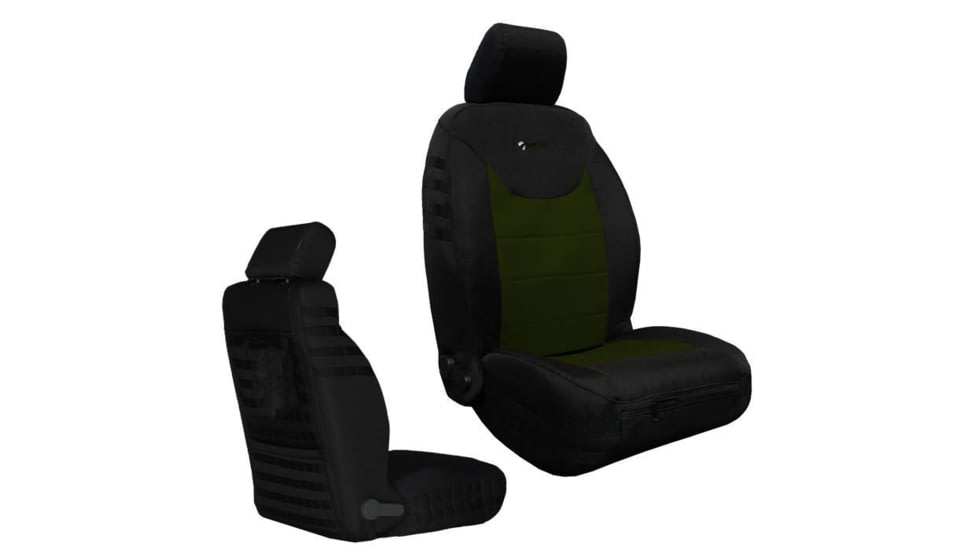 Bartact Jeep Seat Covers Front 13-18 Wrangler JK/JKU Tactical Series SRS Air Bag And Non Compliant, Black/Olive Drab, JKTC2013FPBO