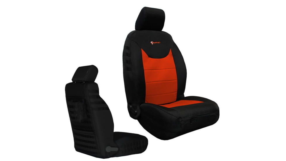 Bartact Jeep Seat Covers Front 13-18 Wrangler JK/JKU Tactical Series SRS Air Bag And Non Compliant, Black/Orange, JKTC2013FPBN