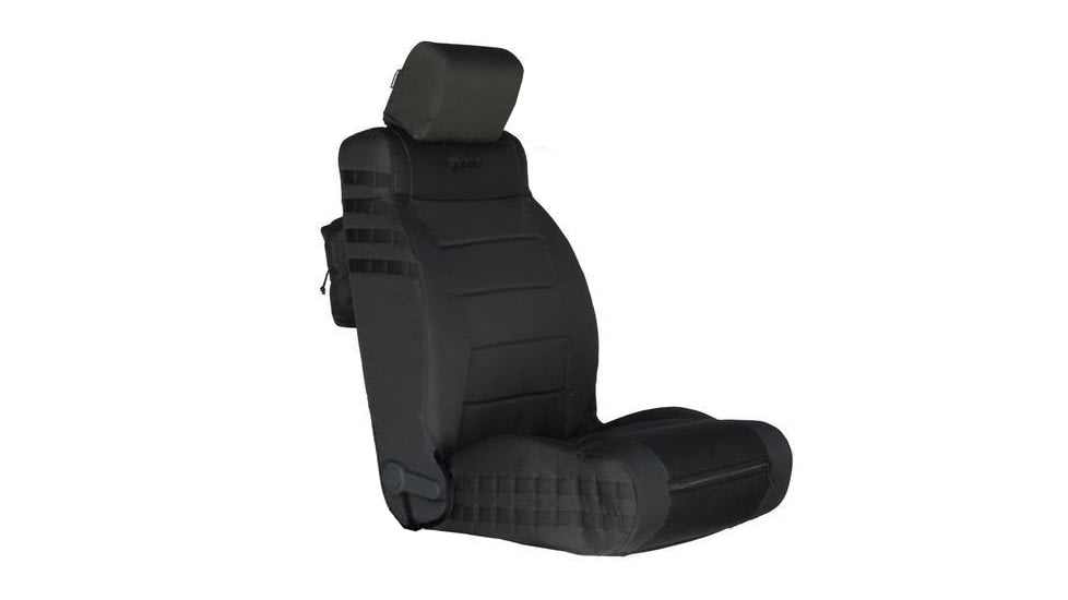 Bartact Jeep Seat Covers Front 2007-2010 Wrangler JK/JKU Tactical Series SRS Air Bag and Non Compliant, Black/Black, JKTC0710FPBB