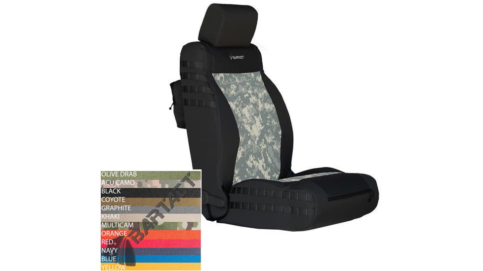 Bartact Jeep Seat Covers Front 2007-2010 Wrangler JK/JKU Tactical Series SRS Air Bag and Non Compliant, Black/Multicam, JKTC0710FPBM