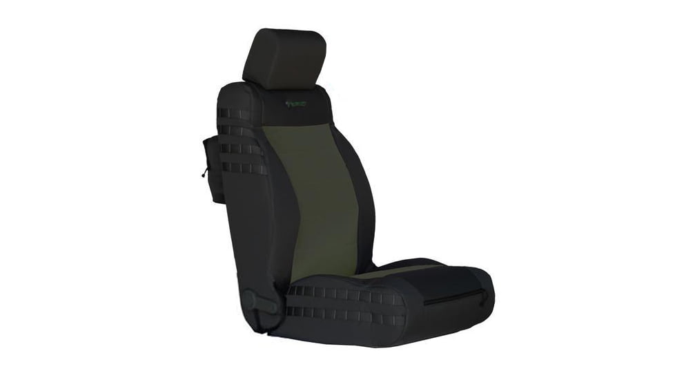 Bartact Jeep Seat Covers Front 2007-2010 Wrangler JK/JKU Tactical Series SRS Air Bag and Non Compliant, Black/Olive Drab, JKTC0710FPBO