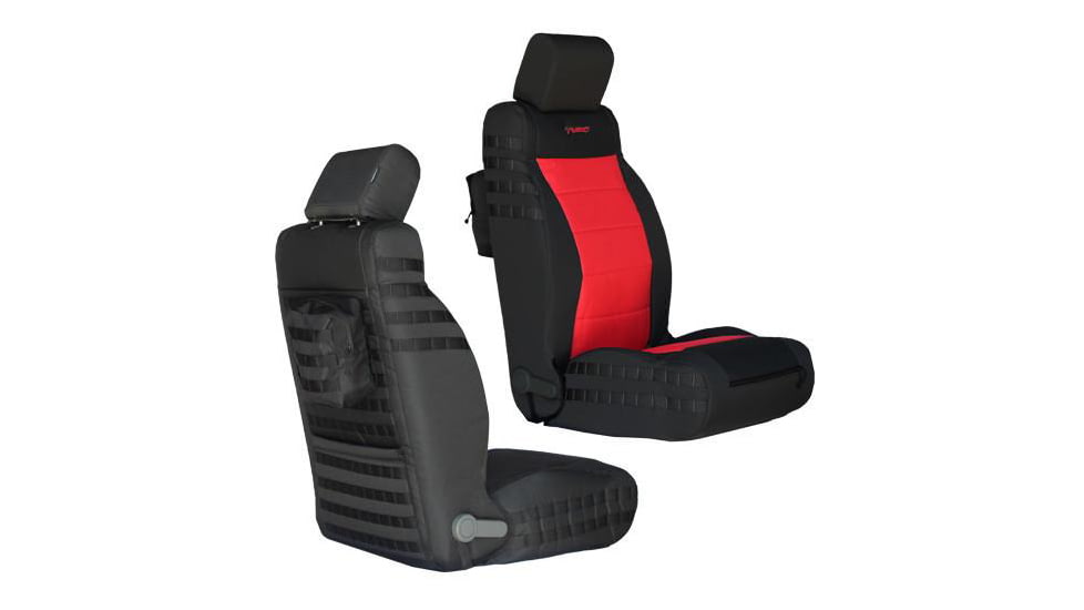 Bartact Jeep Seat Covers Front 2007-2010 Wrangler JK/JKU Tactical Series SRS Air Bag and Non Compliant, Black/Red, JKTC0710FPBR