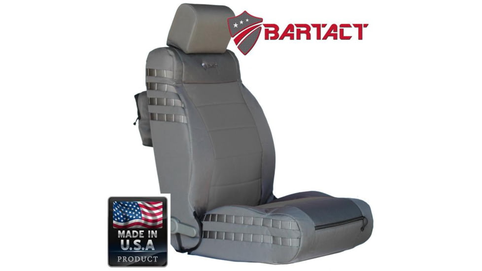 Bartact Jeep Seat Covers Front 2011-2012 Wrangler JK/JKU Tactical Series SRS Air Bag And Non Compliant, Graphite/Graphite, JKTC1112FPGG