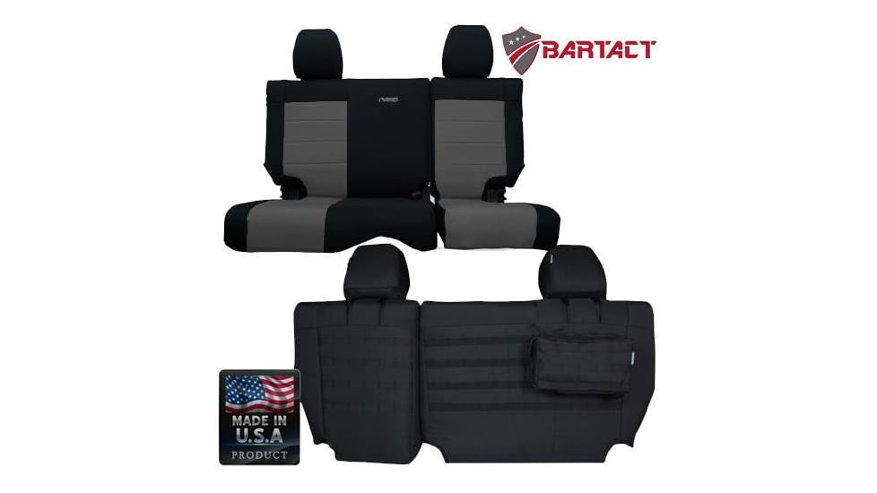 Bartact Jeep Seat Covers Rear Bench 2011-2012 Wrangler JK 2 Door Tactical Series, Black/Graphite, JKSC1112R2BG