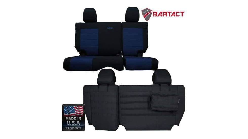 Bartact Jeep Seat Covers Rear Bench 2007-2010 Wrangler JK 2 Door Tactical Series, Black/Navy, JKSC0710R2BT