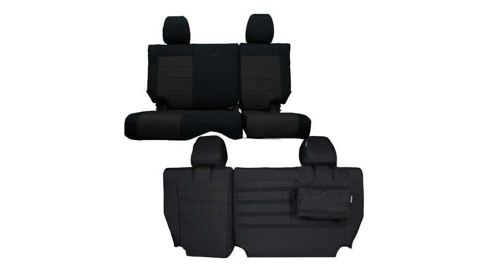 Bartact Jeep Seat Covers Rear Split Bench 13-18 Wrangler JKU, 4 Door, Tactical Series, Black/Black, JKSC2013R4BB