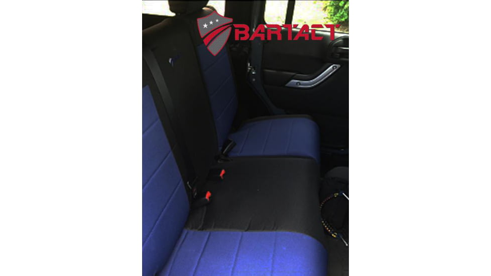 Bartact Jeep Seat Covers Rear Split Bench 13-18 Wrangler JKU, 4 Door, Tactical Series, Black/Navy, JKSC2013R4BT