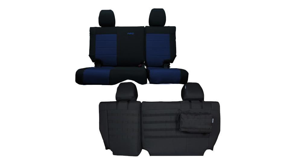 Bartact Jeep Seat Covers Rear Split Bench 13-18 Wrangler JKU, 4 Door, Tactical Series, Black/Navy, JKSC2013R4BT