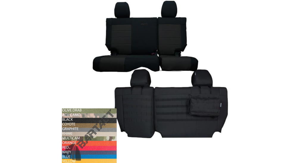 Bartact Jeep Seat Covers Rear Split Bench 13-18 Wrangler JKU, 4 Door, Tactical Series, Black/Multicam, JKSC2013R4BM