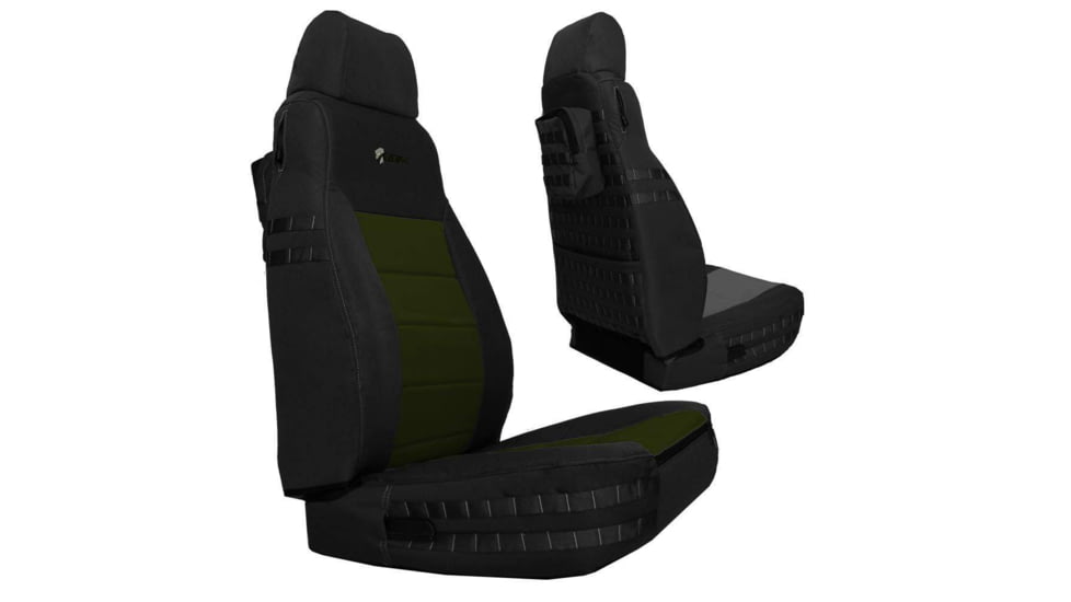 Bartact Jeep TJ Seat Covers Front 1997-2002 Wrangler TJ Tactical Series, Black/Olive Drab, TJSC9702FPBO