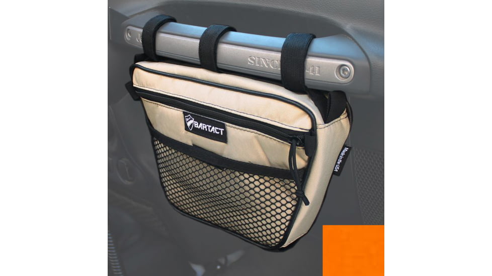 Bartact Jeep Wrangler Dash Bag Passenger f/ Grab Handle, Dash Bag Fabric, Orange, XXDHBFN