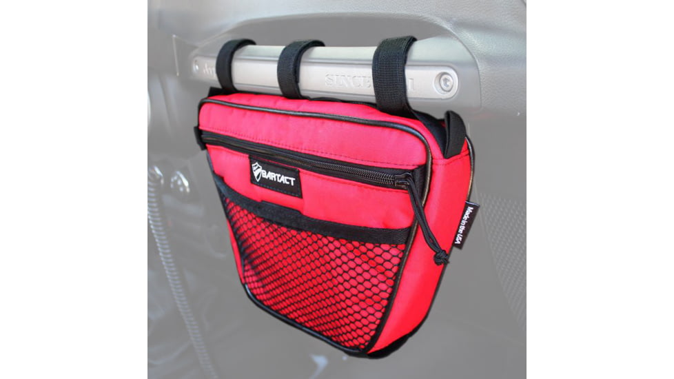 Bartact Jeep Wrangler Dash Bag Passenger f/ Grab Handle, Dash Bag Fabric, Red, XXDHBFR