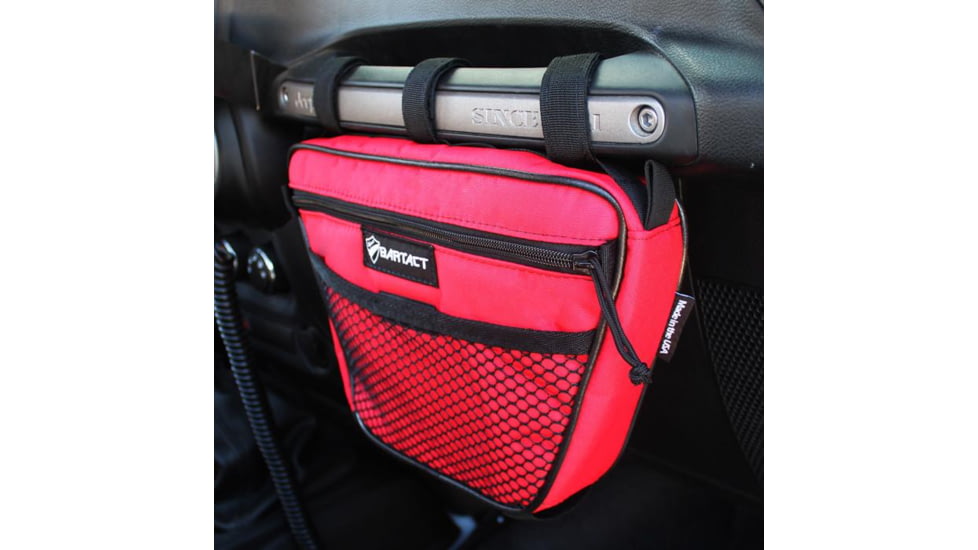 Bartact Jeep Wrangler Dash Bag Passenger f/ Grab Handle, Dash Bag Fabric, Red, XXDHBFR