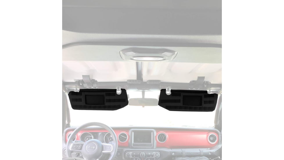 Bartact JL/JLU Visor Pair Covers w/ PALS Webbing f/ MOLLE Attachments, f/Visors w/ Mirrors, Black, JLVM0718FB