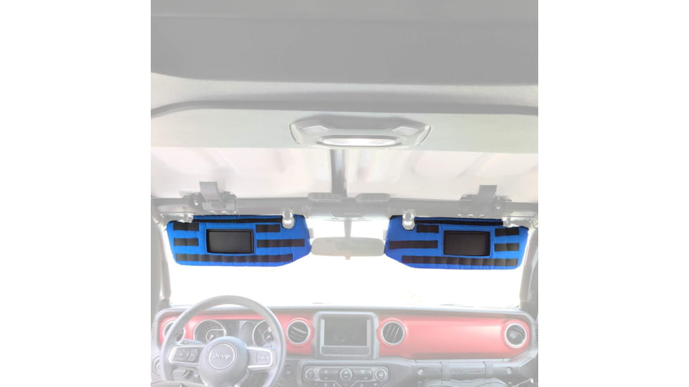 Bartact JL/JLU Visor Pair Covers w/ PALS Webbing f/ MOLLE Attachments, f/Visors w/ Mirrors, Blue, JLVM0718FU