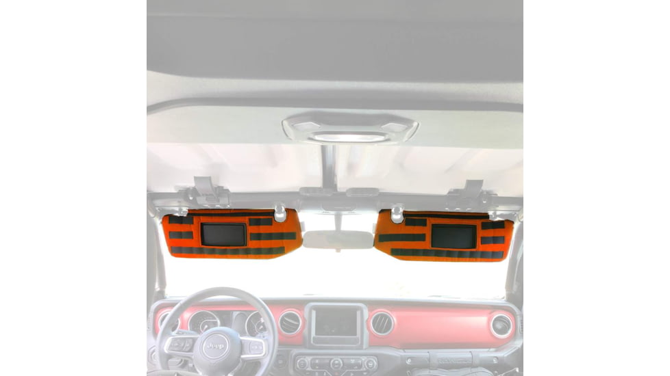 Bartact JL/JLU Visor Pair Covers w/ PALS Webbing f/ MOLLE Attachments, f/Visors w/ Mirrors, Orange, JLVM0718FN