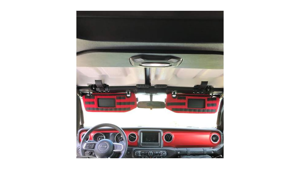 Bartact JL/JLU Visor Pair Covers w/ PALS Webbing f/ MOLLE Attachments, f/Visors w/ Mirrors, Red, JLVM0718FR