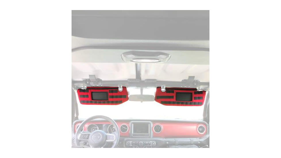 Bartact JL/JLU Visor Pair Covers w/ PALS Webbing f/ MOLLE Attachments, f/Visors w/ Mirrors, Red, JLVM0718FR