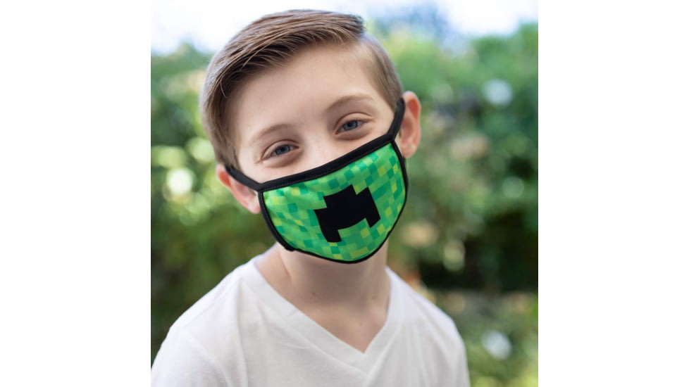 Bartact Kids Reversible 2 Ply Polyester Reusable Washable Face Mask Cover w/ Filter Slot, Small, Minecraft Creeper, FMMNCRFT