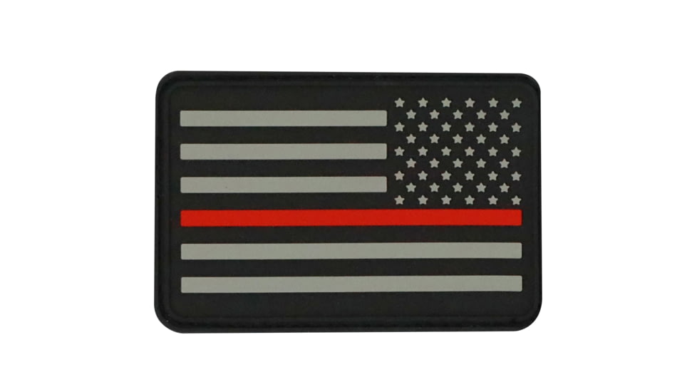 Bartact PVC Rubber Flag Patch w/ Velcro/Hook Backing, USA Flag - Stars on Right, Black/Grey, 2 x 3, FLAGRP23RL