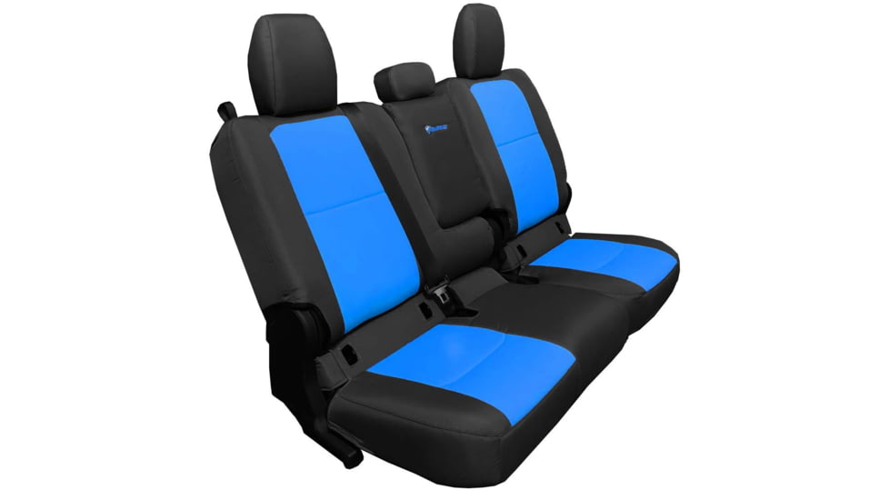 Bartact Rear 4 Door Seat Covers f/ 2019 plus Jeep Gladiator, w/Fold Arm Rest, Black/Blue, JTSC2019RFBU