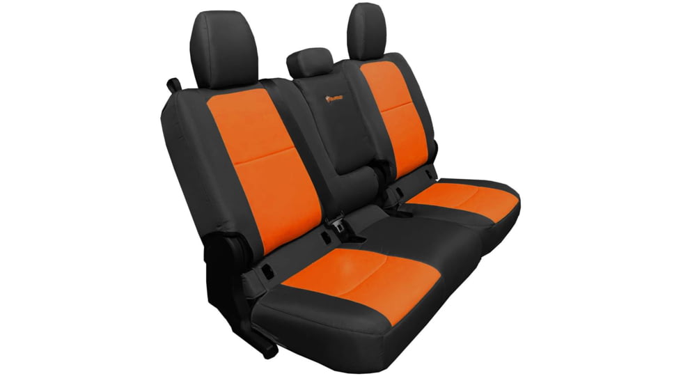 Bartact Rear 4 Door Seat Covers f/ 2019 plus Jeep Gladiator, w/Fold Arm Rest, Black/Orange, JTSC2019RFBN