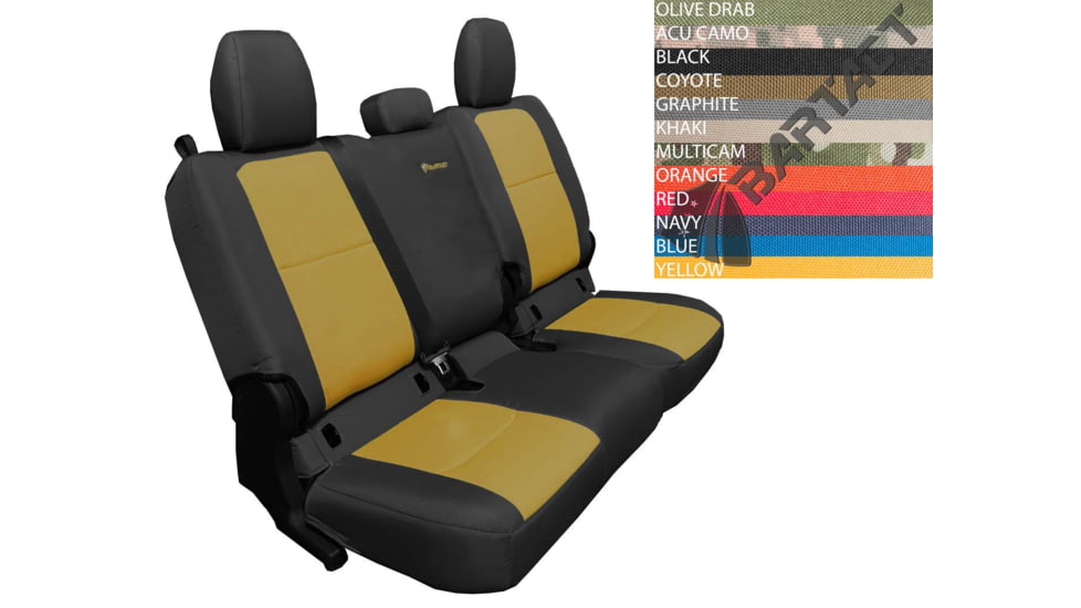 Bartact Rear 4 Door Seat Covers f/ 2019 plus Jeep Gladiator w/o Arm Rest, Black/ACU, JTSC2019R4BA