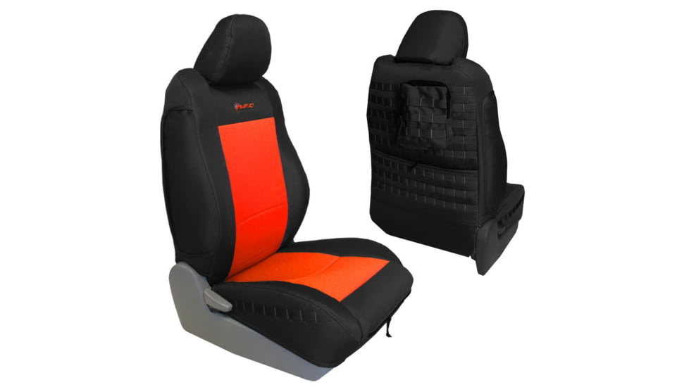 Bartact Tacoma Rear Bench Seat Covers 13-15 Toyota Tacoma Double Cab, Tactical Series, Black/Orange, TRAC0508FPBN