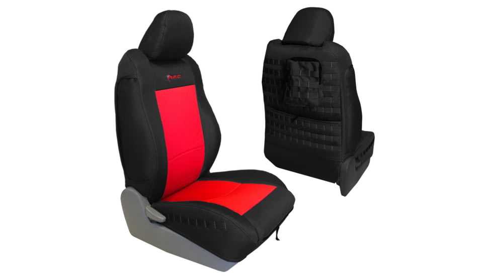 Bartact Tacoma Rear Bench Seat Covers 13-15 Toyota Tacoma Double Cab, Tactical Series, Black/Red, TRAC0508FPBR