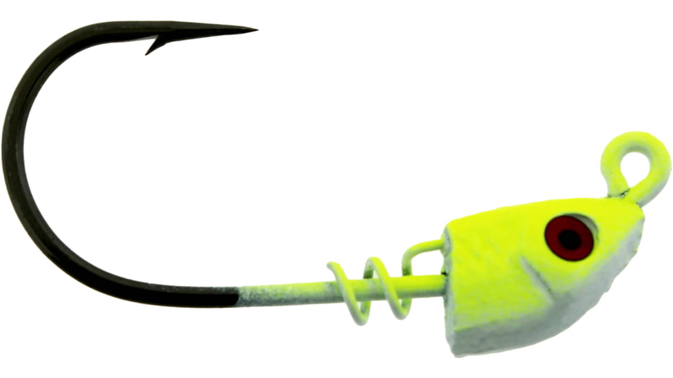 Bass Assassin 2/0 Spring Lock Jigheads, 1/16 oz, Hook 2/0, 3 per Pack, Chartreuse Flash, 1/16 oz, SLJA71005