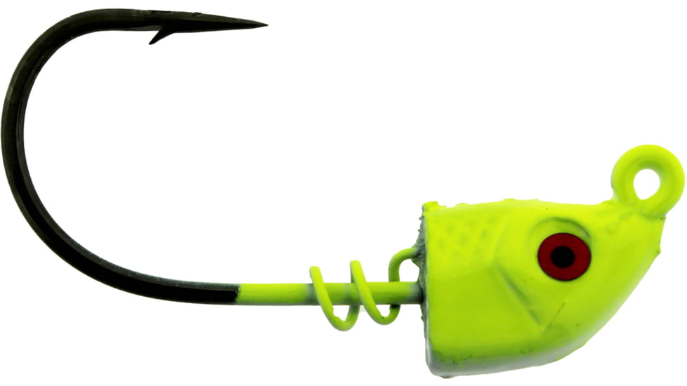 Bass Assassin 2/0 Spring Lock Jigheads, 1/4 oz, Hook 2/0, 3 per Pack, Chartreuse Flash, 1/4 oz, SLJA73005