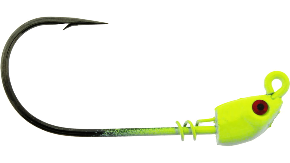 Bass Assassin 5/0 Spring Lock Jigheads, 1/16 oz, Hook 5/0, 3 per Pack, Chartreuse Flash, 1/16 oz, SLJA75005