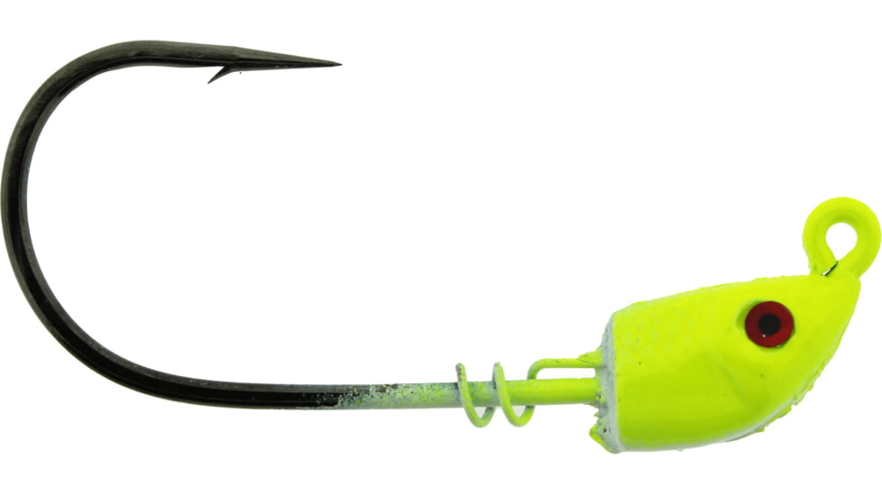 Bass Assassin 5/0 Spring Lock Jigheads, 1/4 oz, Hook 5/0, 3 per Pack, Chartreuse Flash, 1/4 oz, SLJA77005