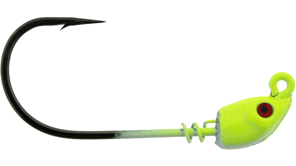 Bass Assassin 5/0 Spring Lock Jigheads, 1/8 oz, Hook 5/0, 3 per Pack, Chartreuse Flash, 1/8 oz, SLJA76005