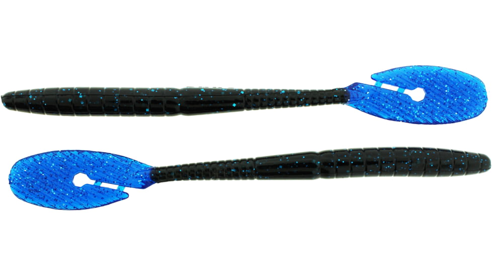 Bass Assassin BANG Lures Ding Dong, 6in, 15 per Pack, Black/Blue Glitter Tail, 6, DDW57405