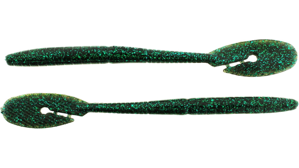 Bass Assassin BANG Lures Ding Dong, 6in, 15 per Pack, Black Emerald, 6, DDW57400